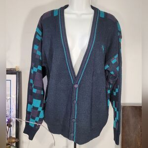 vintage mens large vapor wave cardigan sweater heavyweight